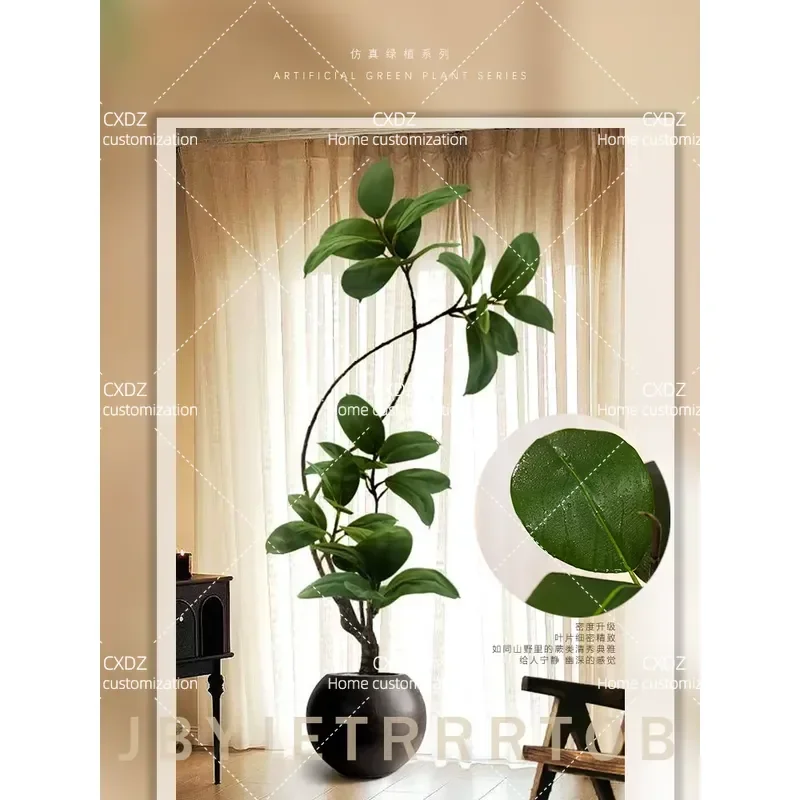 Simulated green plants fake plants light luxury living room decorative tree indoor large potted rubber tree floor ornament
