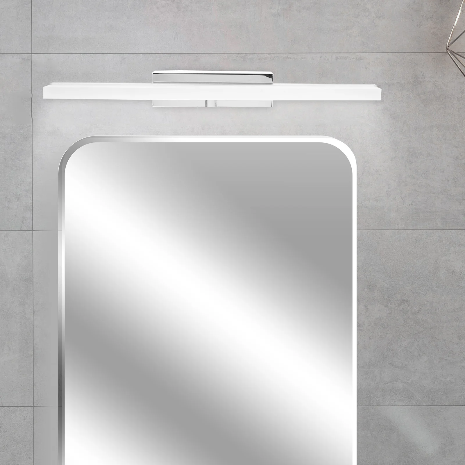 โมเดิร์นกระจกห้องน้ําด้านหน้าไฟ LED กันน้ํา Anti-FOG Vanity Light โคมไฟโคมไฟติดผนังพร้อมฐานสแตนเลส (สีขาว)