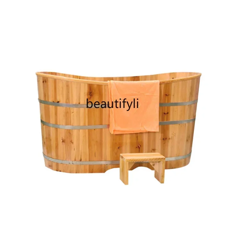 Wooden Barrel Bath Bucket Bath Bucket Bath Barrel Solid Wood Basin Adult Body Medicated Bath Tub Bath Bucket