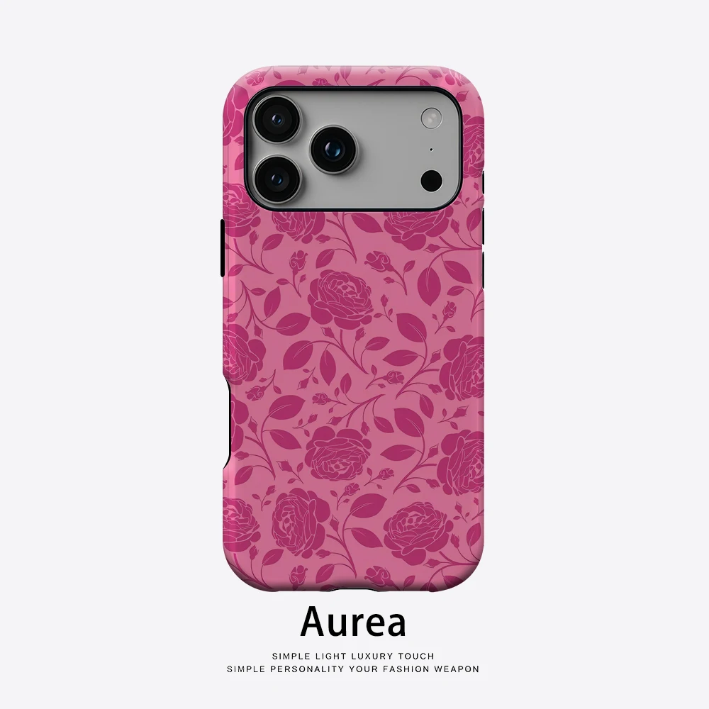 Pink Rose Trace Handyhülle für magnetische Handyhülle für iPhone 17 16 15 14 13 Pro Max Plus, einzelne doppelschichtige robuste Hülle