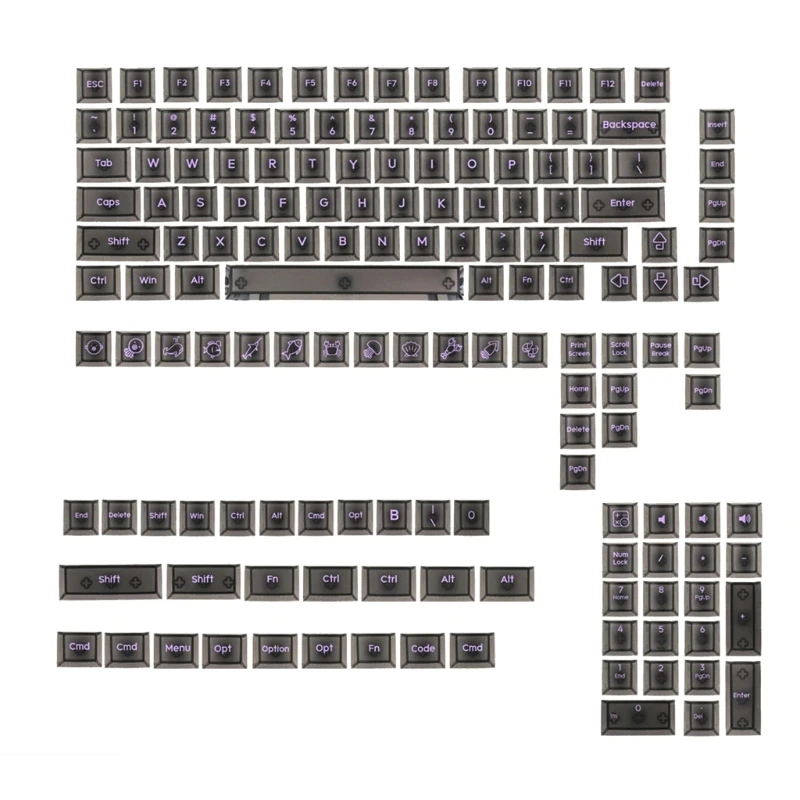 DN59 152PCS Black Transparent Keycaps Keycap Set with Comfortable Height