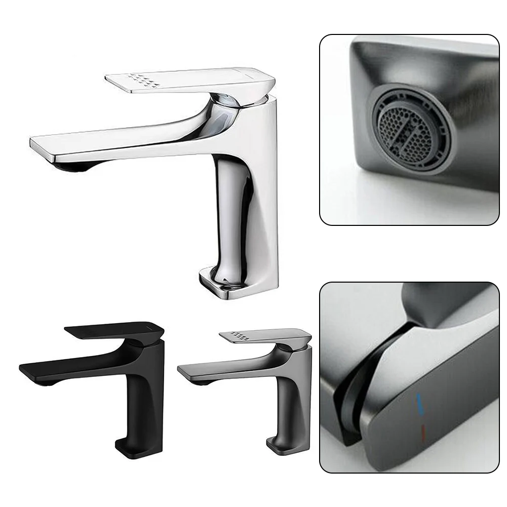 Imagem -04 - Splashproof Square Tap para Pia do Banheiro Misturador Quente e Frio Vanity Sink Parts Arte Moderna