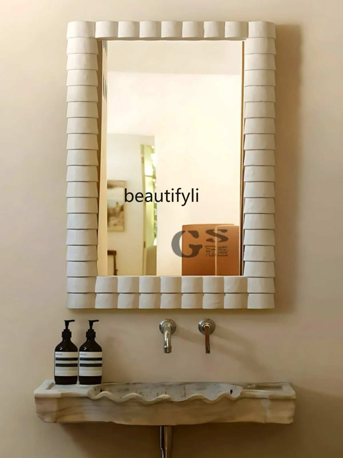 French bathroom mirror wall-mounted cosmetic mirror cream style desktop cosmetic mirror