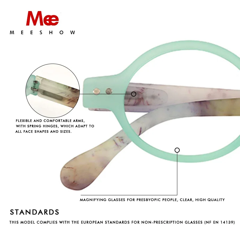 Meeshow Round Reading glasses Men women glasses with diopter Retro Europe style clear summer eye glasses  +2.25+1.75 +4.0  1730