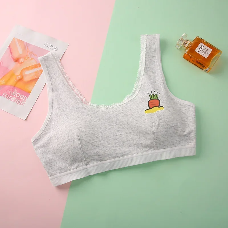 

Cotton Girls' Bra Fixed Cup Underwear Development Period Small Tank Top Junior High School Students 10-16 Year Old Girls' Bra