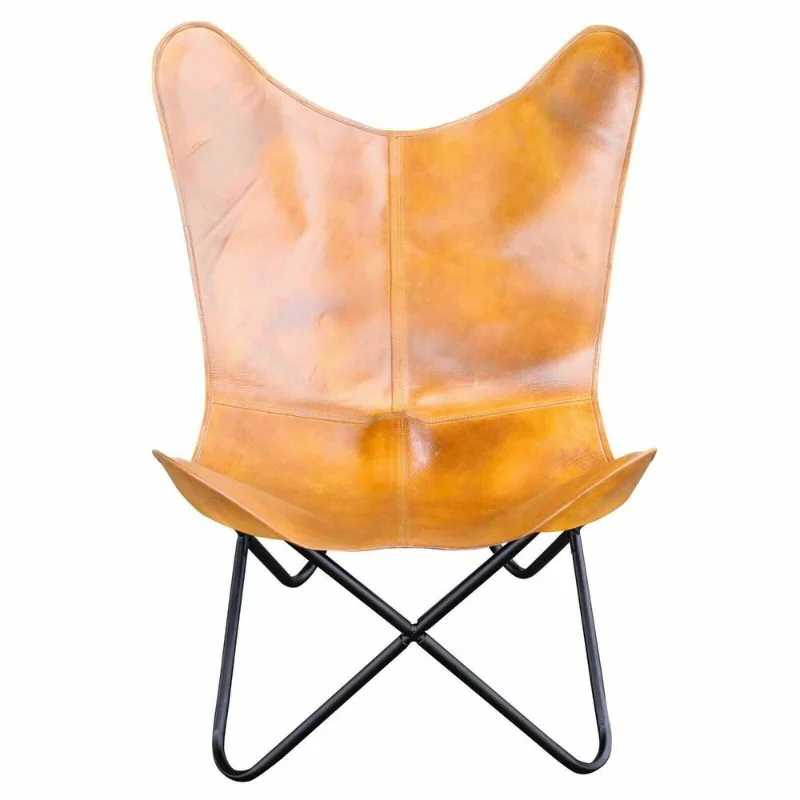 Tan Leather Vintage Handmade Butterfly Chair Relax Arm Chair Replacement Cover