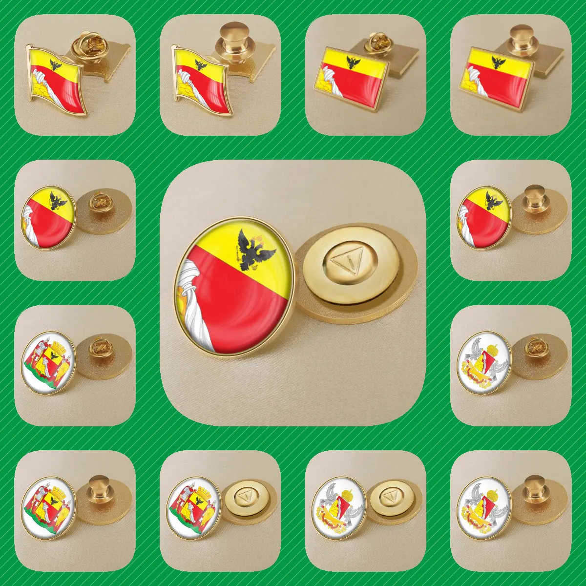 Coat of Arms of Voronezh Oblast of Russian Federation Flag Lapel Pins Broochs Badges