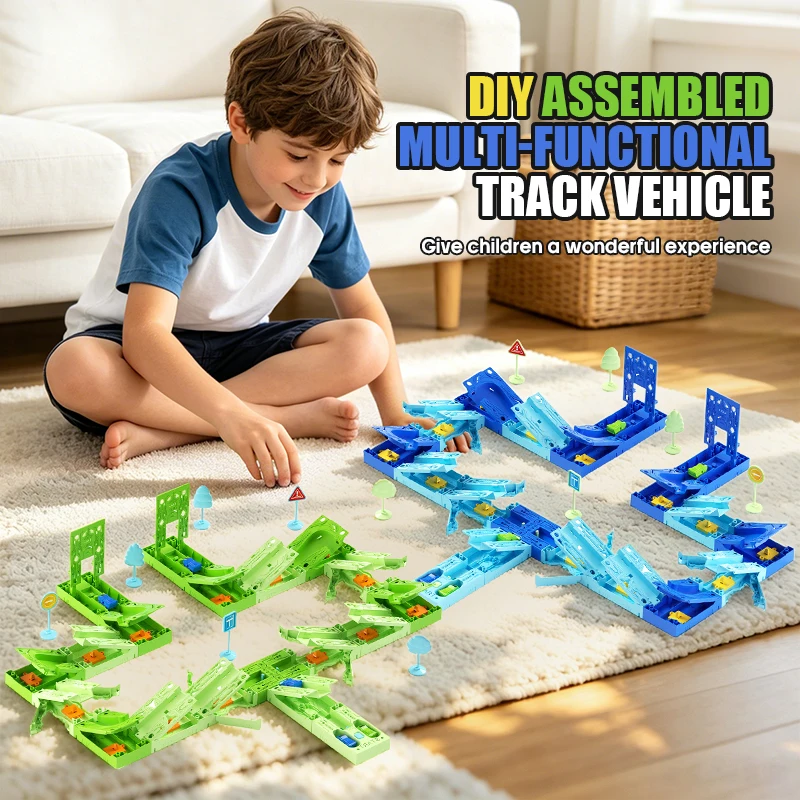

DIY Assembly Multi-functional Rail Car Toys Gravity and Inertial Sliding Launch Toy Car Birthday Gifts for Boys & Girls Age 3+