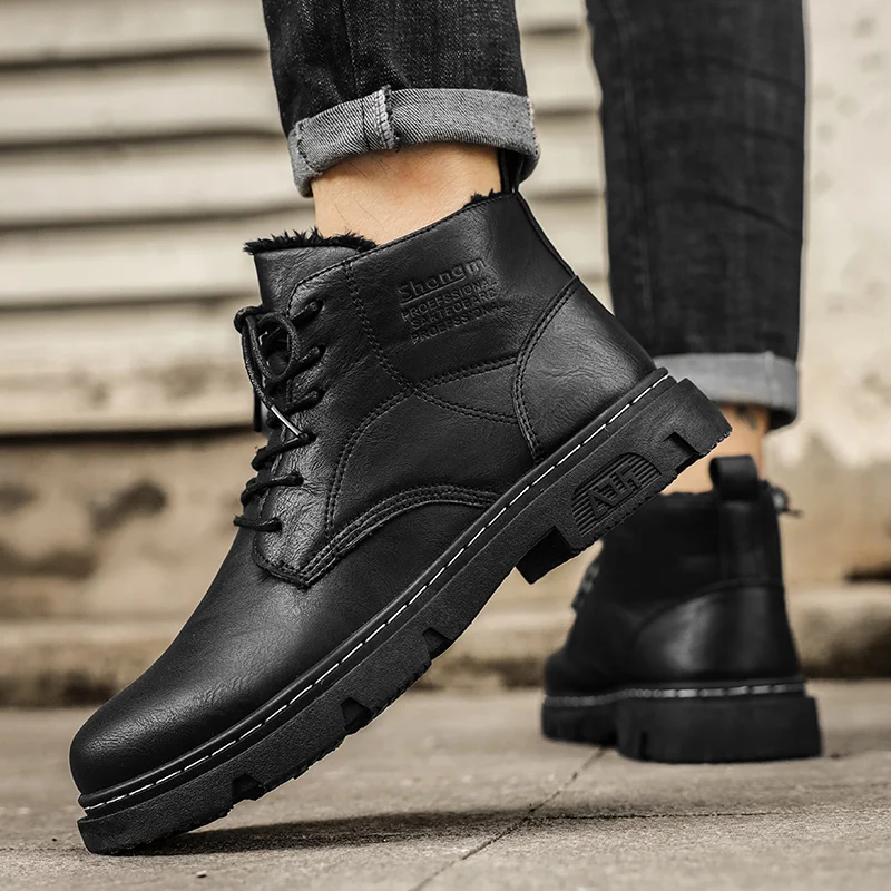 

Новый зимний стиль, теплые хлопковые туфли на флисовой подкладке, модные ботинки средней высоты, нескользящие и износостойкие.