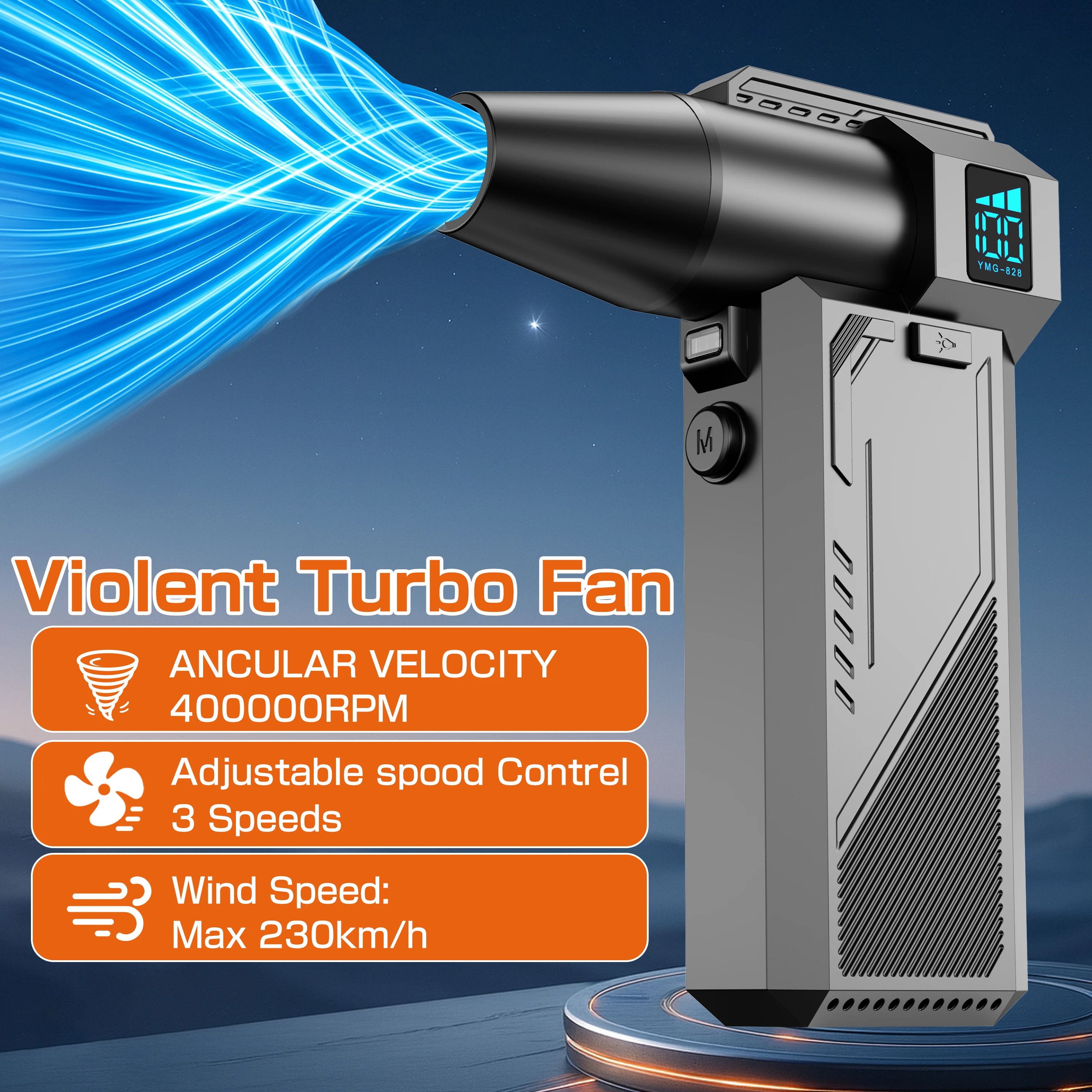 

Инструмент для чистки вентилятора 2025, жестокий вентилятор с щеткой, портативный мощный вентилятор, высокоскоростной ручной турбоструйный вентилятор с зарядкой типа C