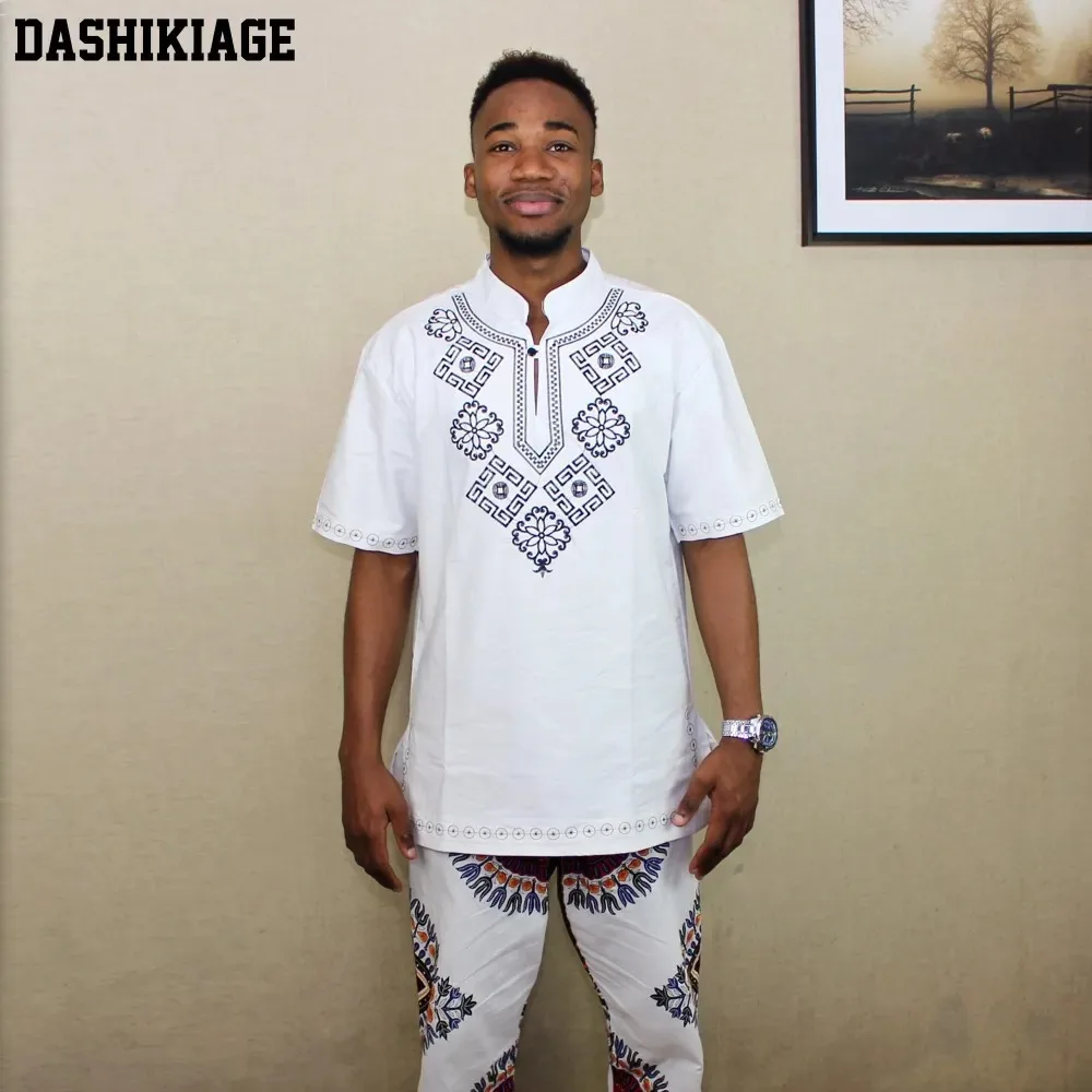 Dashikiage Mens African VINTAGE TUNIC Woven High Quality Embroidered T-shirt Fringe ETHNIC Dashiki Hippy Festival Tops