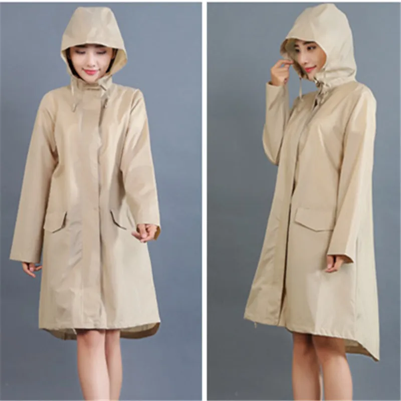 

Polyester Raincoat Women Waterproof Lightweight Rain Coat Trench Ponchos Jacket Hooded Impermeable Mujer Capa De Chuva