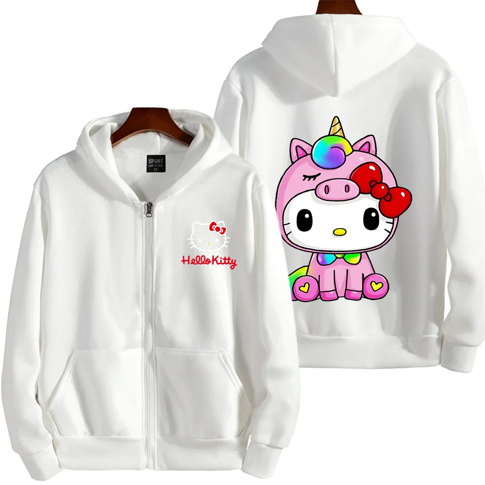 

Kawaii Hello Kitty casual cute print unisex hoodie spring and autumn Sanrio cartoon casual sports street print hoodie