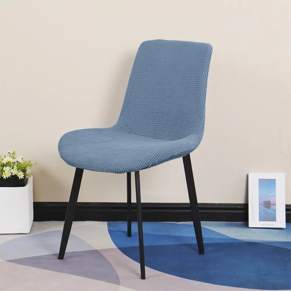 High-elastic Dining Chair Cover Soft Curved Stool Slipcover Anti-slip Jacquard Integrated Seat Cover for Home Decoration