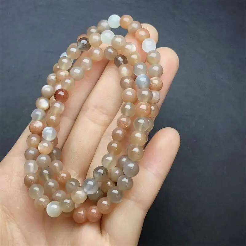 

6MM Natural Colored Moon Stone Bracelet Crystal Jewelry Bangle For Women Healing Fengshui Holiday Gift 1pcs