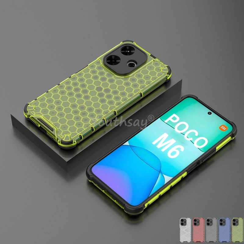 

Honeycomb Shockproof For Xiaomi POCO M6 Case Armor Phone Capa POCO M6 Cover Translucent Protector Cover POCO M6 4G Case