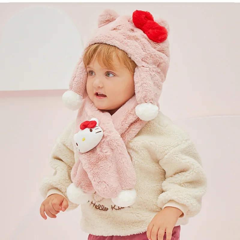 Hello Kitty Dave Bella Baby's Winter Warm Hat Cute Girl Children's Outdoor Hat Ear Protection Warmth Hat DB4223644