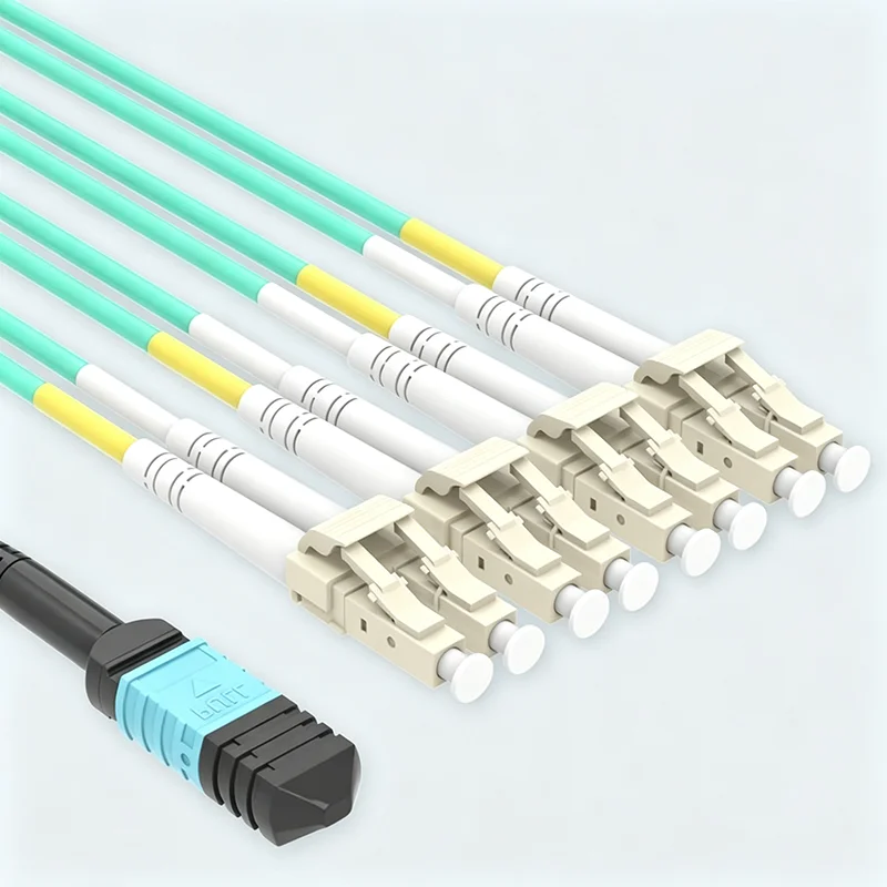 OM3 50/125 Multimode Breakout Fiber Patch Cable LSZH MPO Female to 4 LC UPC Duplex Optical Cord