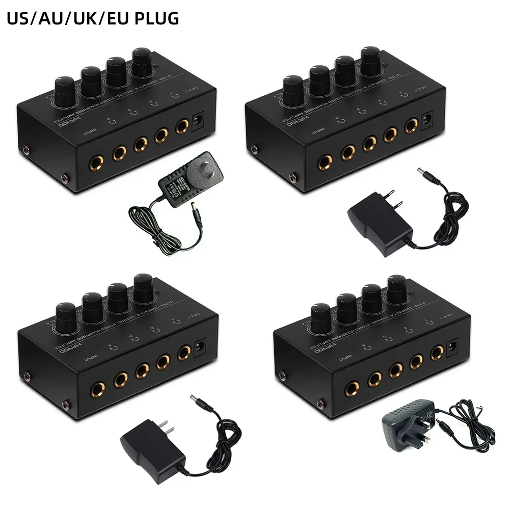 

4-канальный мини-усилитель для наушников HA400, ультракомпактный стерео-усилитель звука с адаптером питания, 10 МГц, усилитель для наушников для музыки