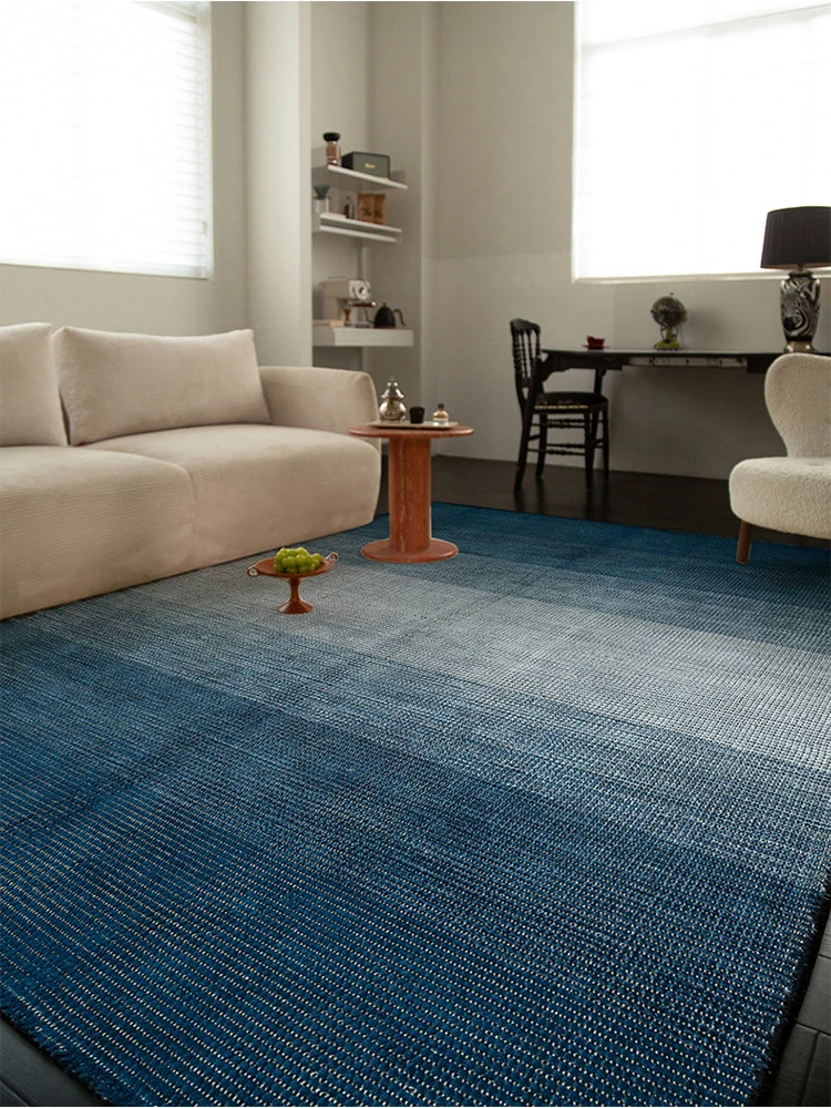 

Imported Wool Carpet Living Room Vintage Blue No Glue Home Floor Rugs and Carpet Non-slip Floor Mat Luxury Woven Bedroom Carpets