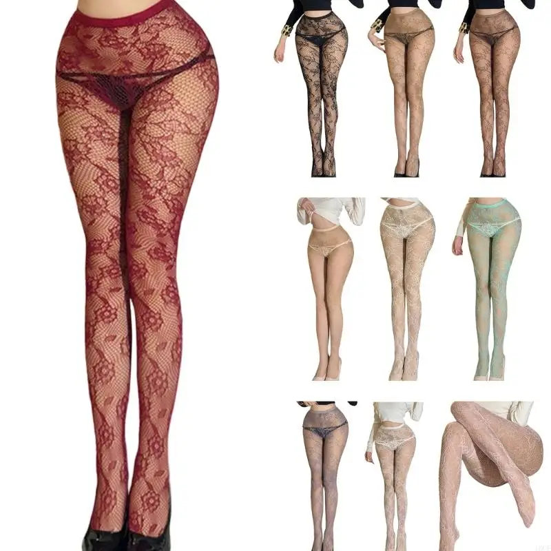 Elastic Support Floral Pantyhose Soft Nylon Stockings Hollowed Out Leggings for Office Parties and Daily Use