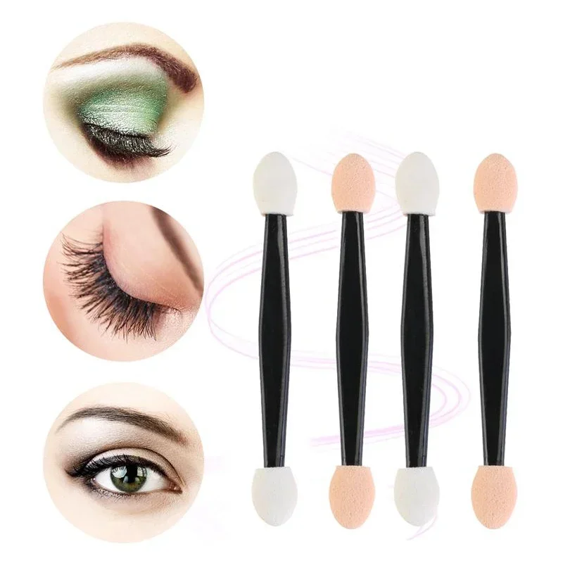 10/30/50/100pc escova de sombra descartável dupla face esponja conjuntos de náilon compõem pincéis de sombra de olho para aplicador cosmético maquiagem