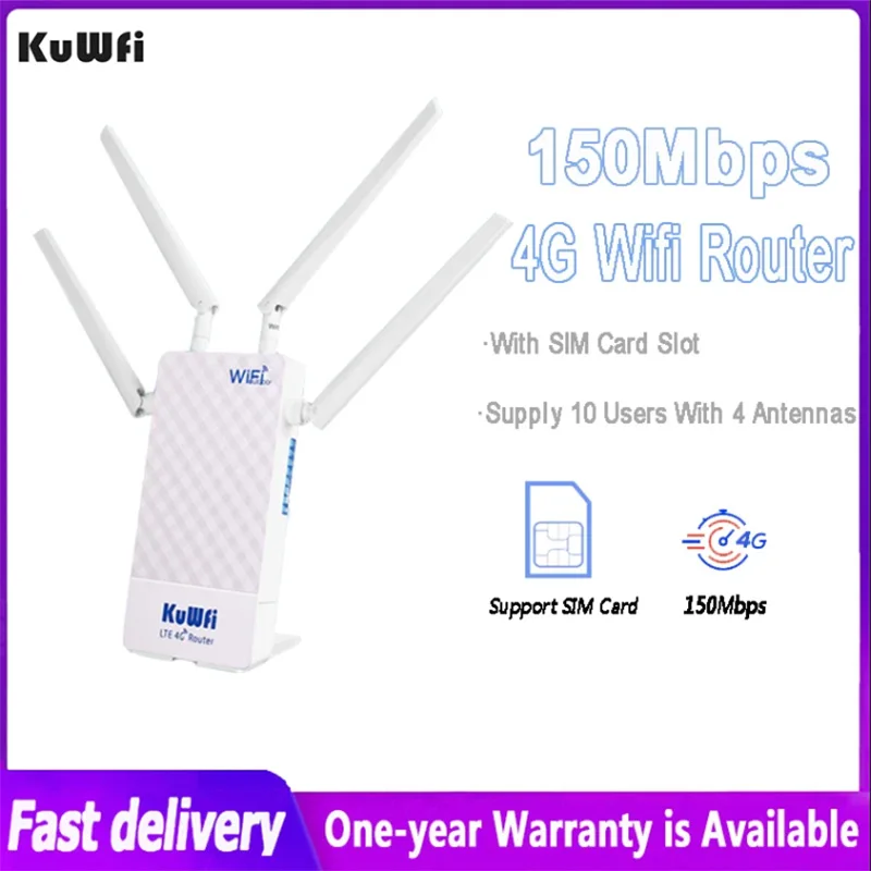 KuWFi 150Mbps Wi-fi марш рутизатор 4G открытый беспроводной Wi-fi Hotspot с 4 антеннами с SIM-карты слот питания 10 пользователей для IP камеры