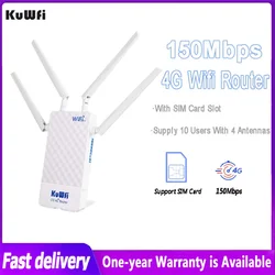 Kuwfi-SIMカードスロット付きワイヤレスWi-Fiルーター、屋外ホットスポット、10ユーザー、IPカメラ、150mbps、4g