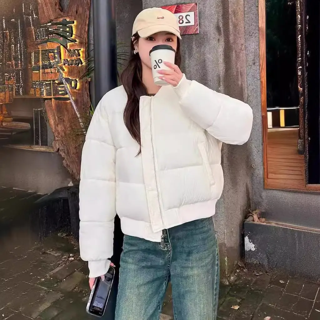 

Women's Cotton-Padded Short Jacket Korean Style Loose down Coat Winter Baseball Jacket Coat for Fashionable Outerwear