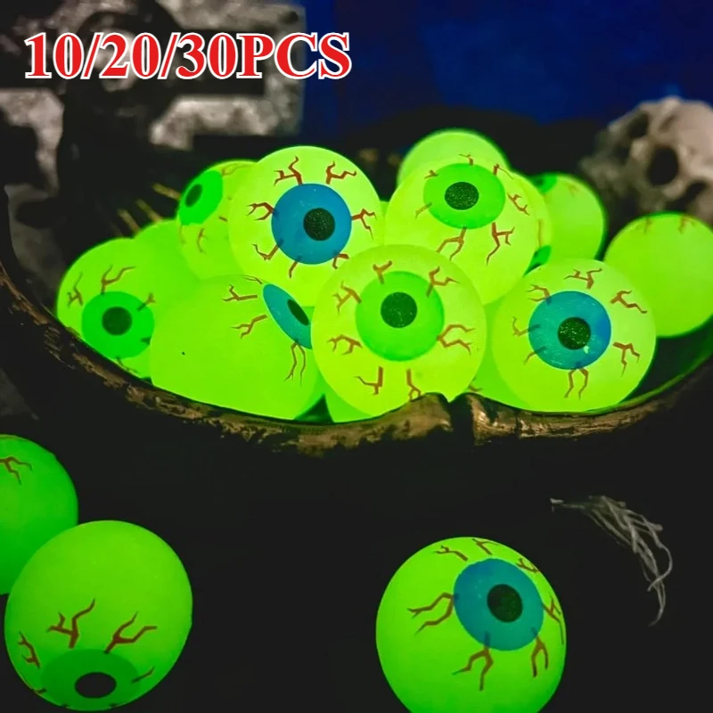 

20pcs Glow in The Dark Eyeball 32MM Bouncy Ball Halloween Supplies Toys Horror Luminous Scary Ball Kids Toys Gift Fake Eyeballs