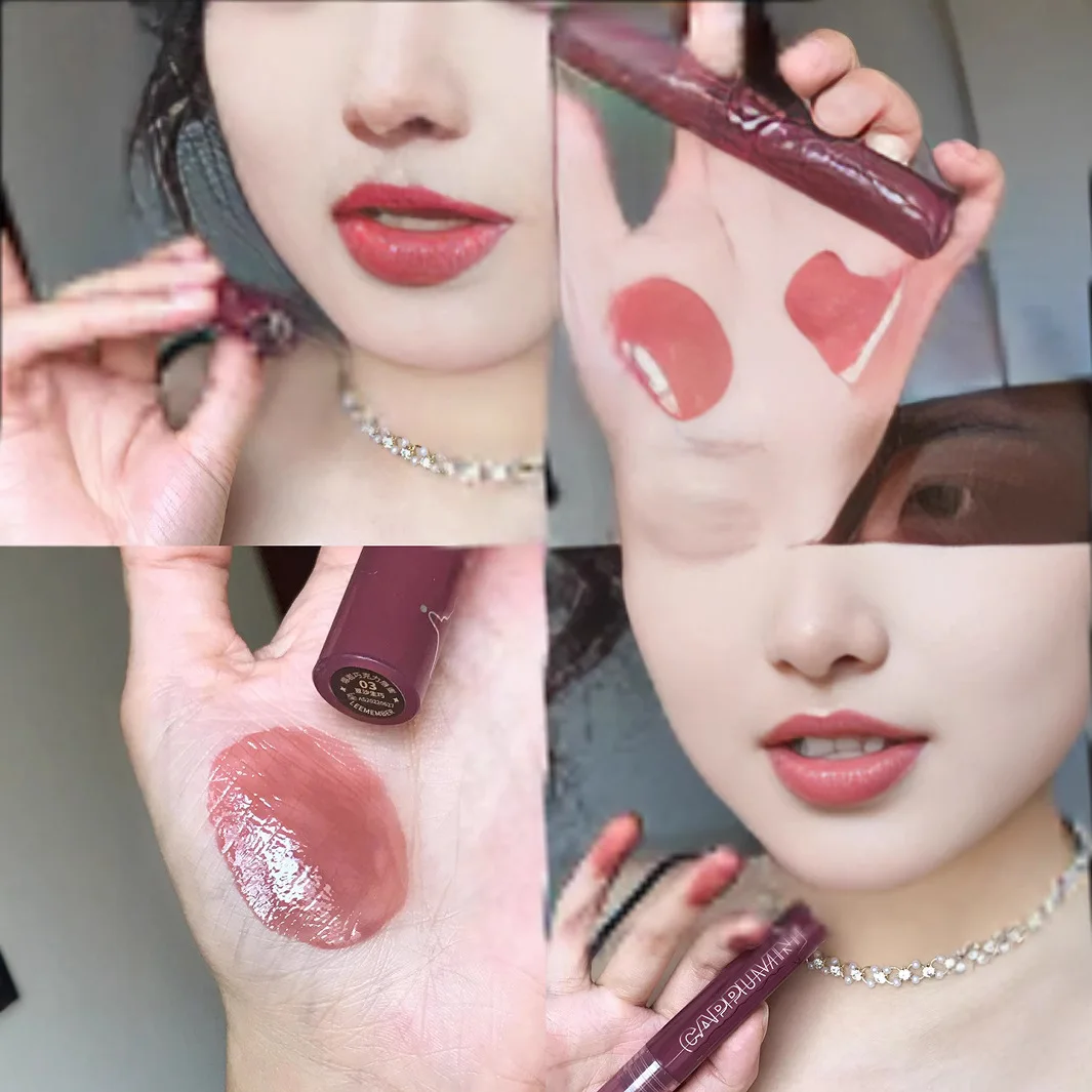 Transparent Glass Lip Gloss Lava Chocolate Color Hydrating Plumping Lip Gloss for Students Daily Makeup Lightweight