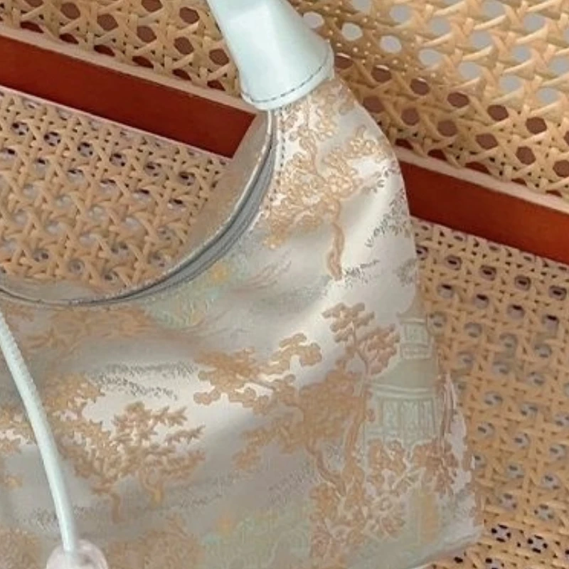 

Trend Tote Bag Casual Embroidered Chinese Style Handbag Purses Hanfu Embroidery Handbag Zipper Crossbody Bag Cheongsam Bag Party