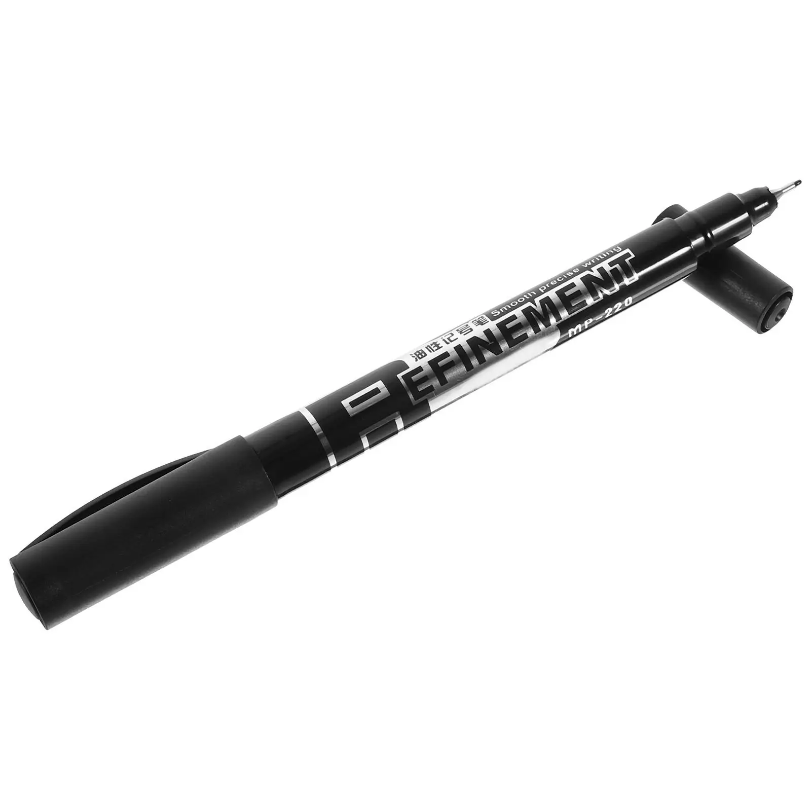

Portable Double-Ended Marking Pen Black Ink Plastic Clip Suitable for Home Office School Writing on Glass Plastic Metal
