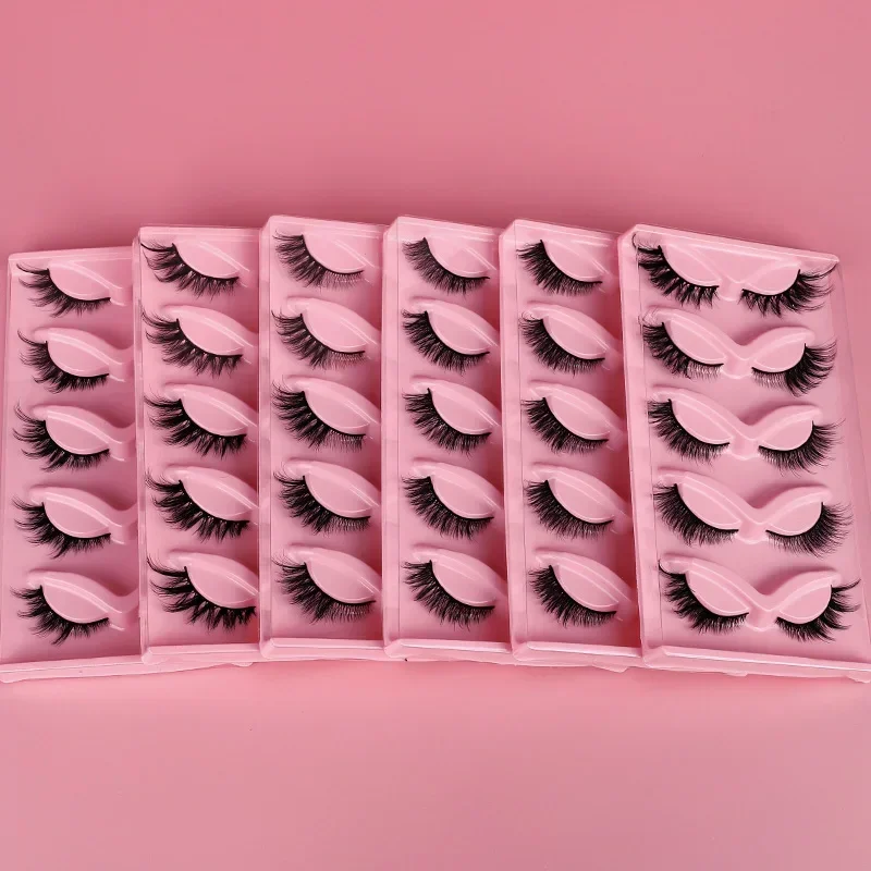 Cat Eye Lashes 5 pairs Faux Mink Eyelashes Natural Soft False Eyelashes Wispy Mink Lashes Makeup Eyelash Extension Fake Lashes