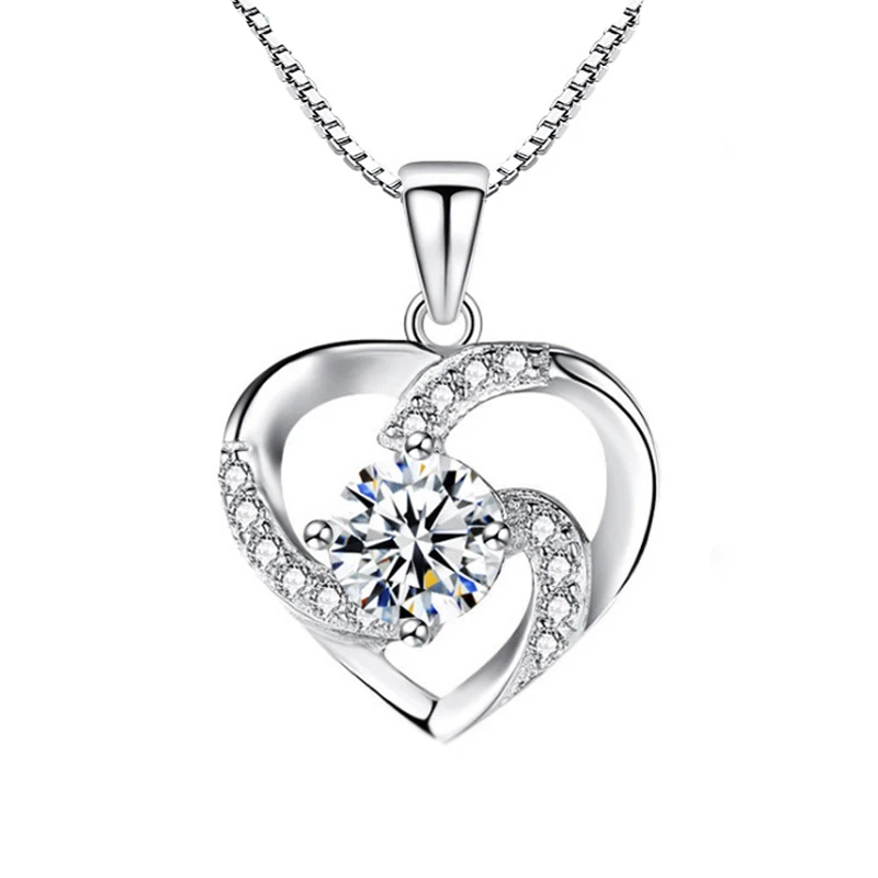 LMNZB New Luxury Crystal CZ Heart Pendant Choker Necklace Original Tibetan Silver Chain Necklaces For Women Wedding Jewelry Gift