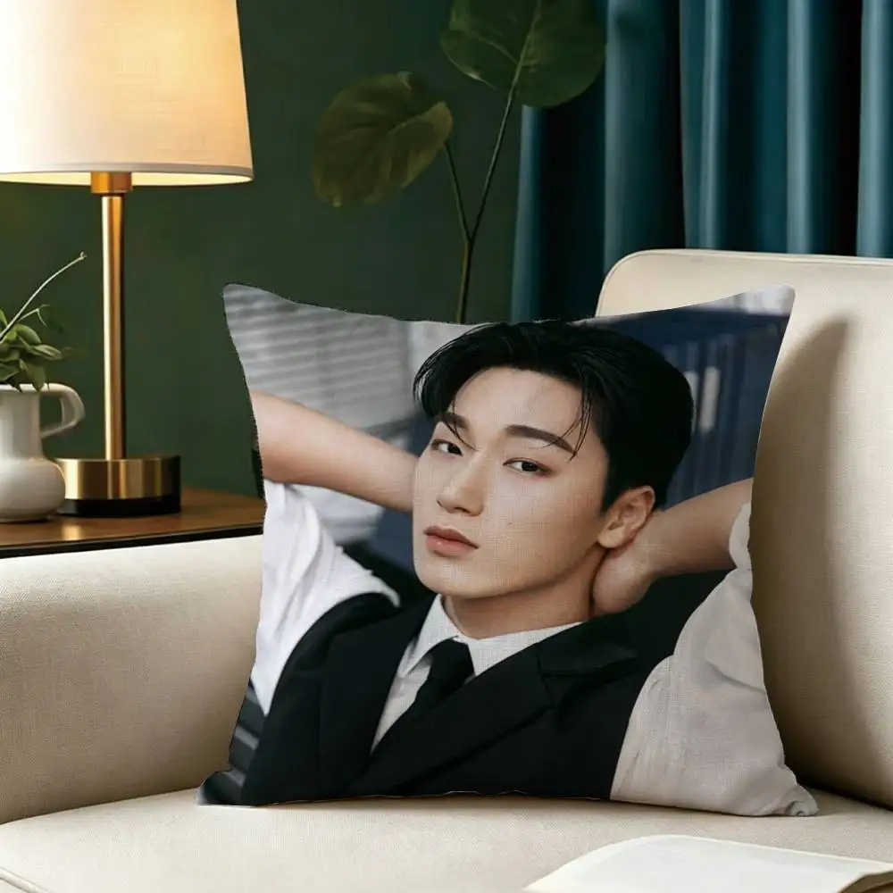 Choi S-San A-Ateez  Square Double-Sided printed Pillow Case Bedroom Bedside Pillow Sofa Cushion Cover