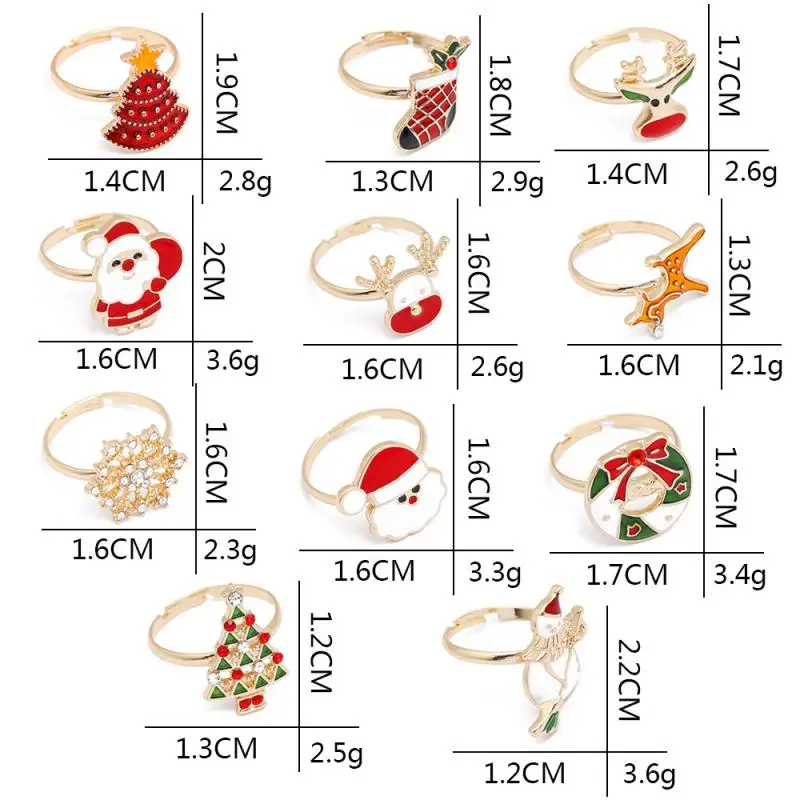 10~50PCS Ring Dripping Oil Alloy New Year Best Selling Eye-catching There Must Be Lady Christmas Elk Santa Ring