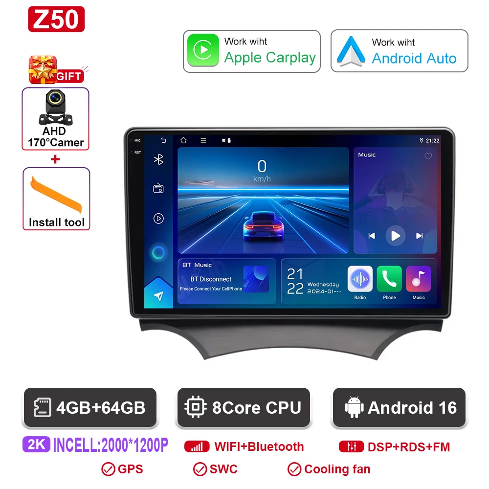 Android autoradio voor Ford Ka K2 2008 2009 2010 2011 - 2014 Carplay Android Auto radio multimediaspeler GPS navigatie DSP SWC
