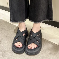 2024 New Summer  Flat Shoes Open-toe Breathable Thick Soles Anti-slip Fashion Soft Casual Women's Sandals