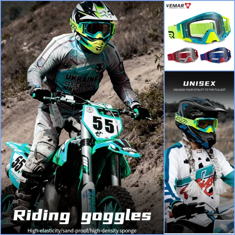 Motorcycle Safety Eyewear with Ventilation - Dual-Purpose Off-Road & Ski Goggles Women Men's Moto Sports Helmet Goggles