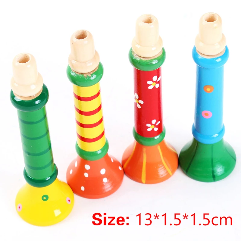 1pc Wooden Trumpet Horn Whistle Children Toy Musical Instrument For Kids Early Educational Montessori Toys Sound Training Games