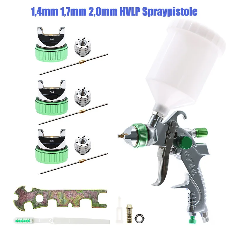 HVLP Gravity Feed Pneumatic Spray Gun High Atomization Air Paint Gun Efficient Multi Caliber Nozzle Painting Sprayer Tool