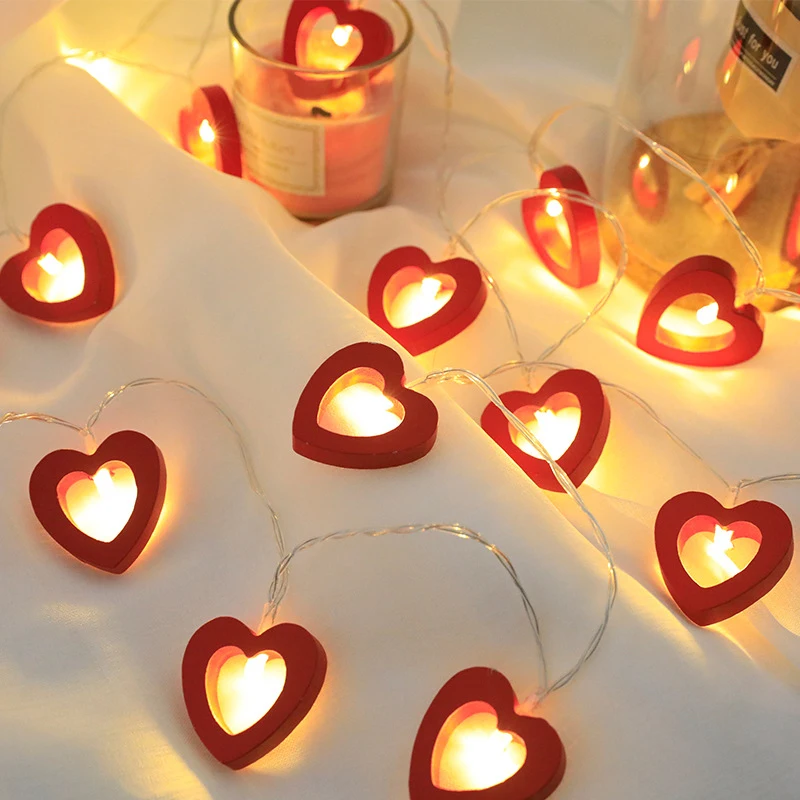 D2 LED Light String Fairy Peach Heart Garland Lamp Bedroom Garden Birthday Valentine's Day Wedding Party Decoration Light String