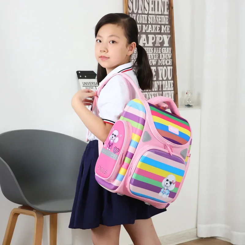 New Girls Boys Orthopedic School Bags Kids Space Satchel Folding Waterproof Rucksack Primary School Students Backpacks Grade 1-3