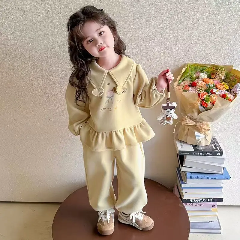 

Girls' Autumn Set Korean Edition 2025 Sweet Cartoon Baby New Style Wei Leisure Pants Two Piece Set 80-140CM