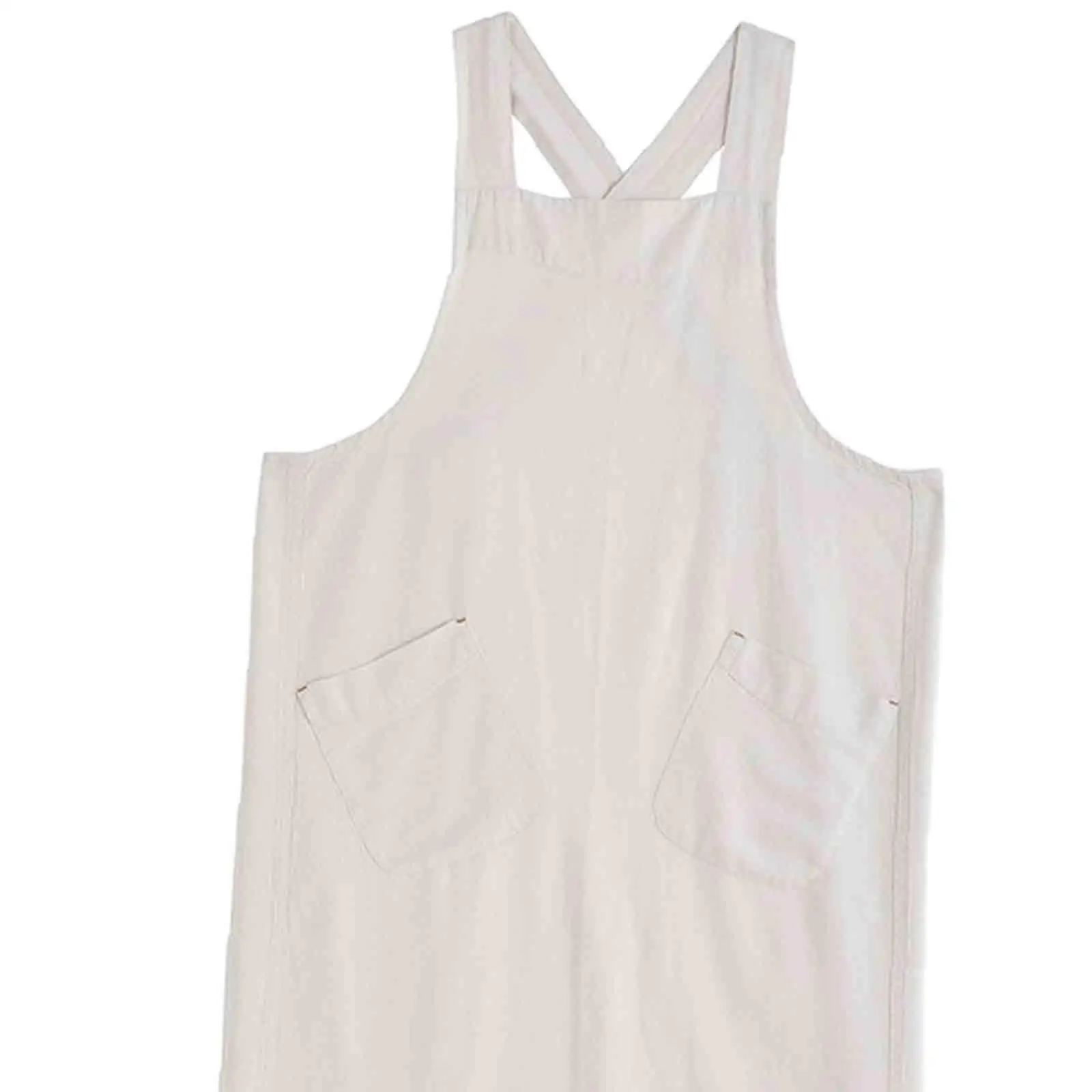Workshop Apron Painting Apron Cotton Linen with Two Pockets Multi Functional 34.65inch Cross Back Kitchen Apron for Gardening