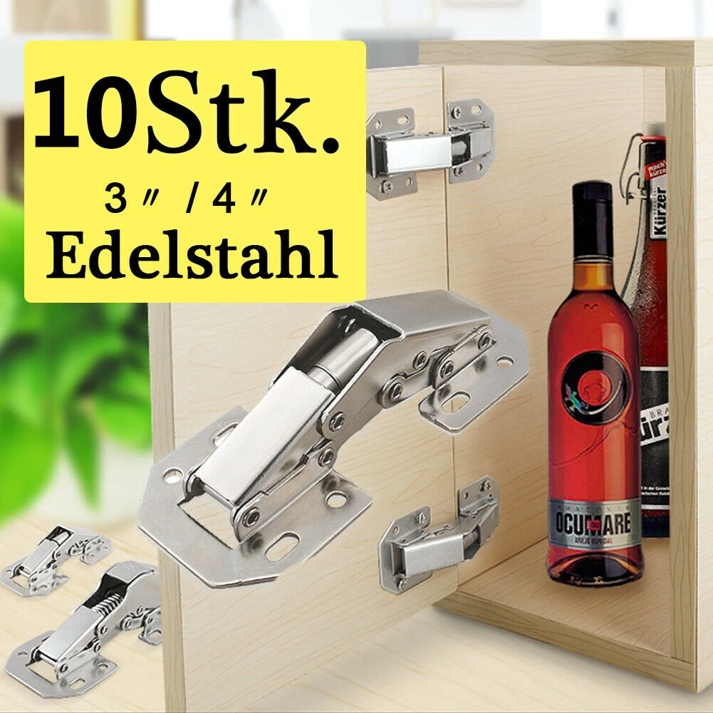 

5 pcs 1.5Mm Thick Steel Hydraulic Concealed Hinges Heavy Duty Furniture Mounting For Kitchen Cabinet Door With 40 Screws