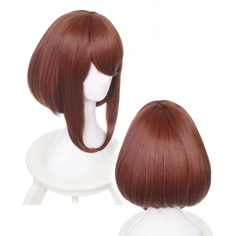 SS13Anime My Hero Academia Ochako Uraraka Peluca de cosplay corta marrón Bob resistente al calor