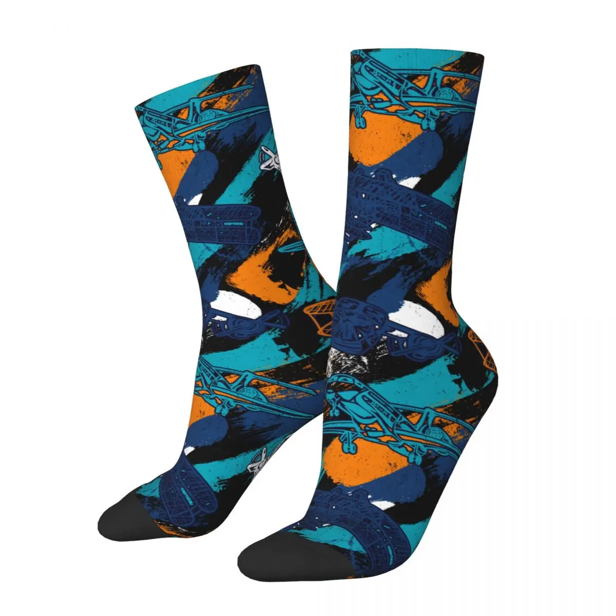 Hip Hop Vintage Planes Graffiti Crazy Men's Socks Unisex Airplane Pattern Street Style Seamless Printed Crew Sock Boys Gift