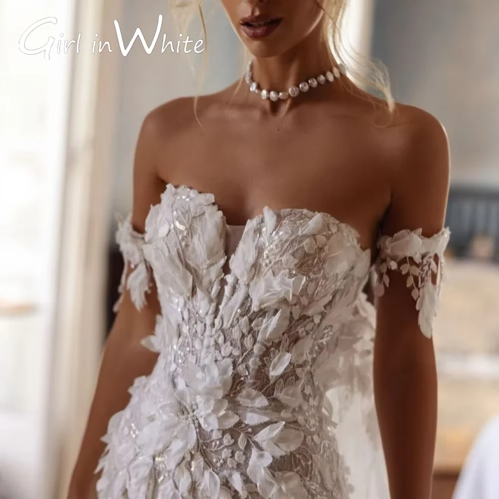 Robe de mariée sirène à fleurs 3D brillantes avec train, longue robe à paillettes pour les patients, robe de mariée personnalisée, chérie